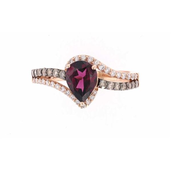 Rodholite Brown & White Diamond 14k Rose Gold Ring