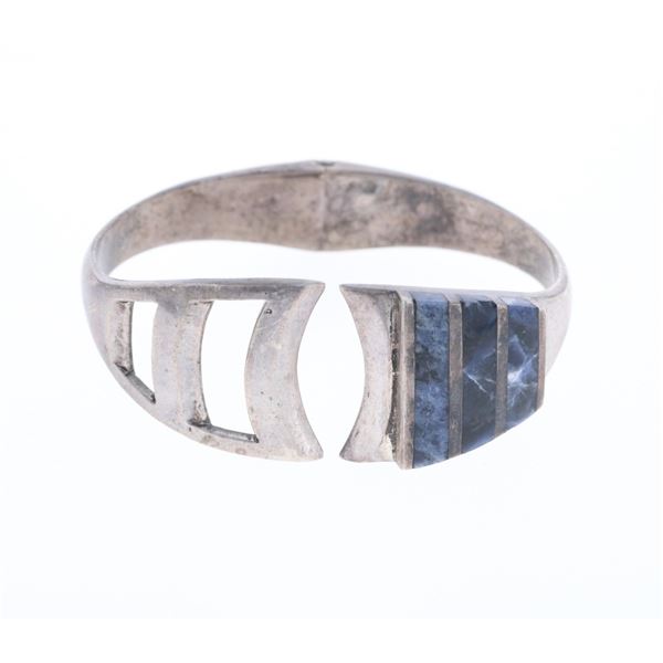 Taxco Mexican Sterling Lapis Bracelet c. 1960-1970