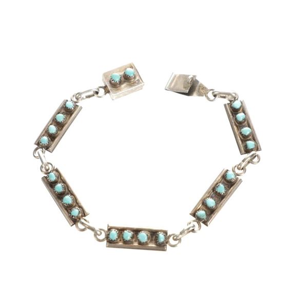 Navajo Sterling Silver & Turquoise Linked Bracelet