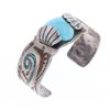 Image 2 : Navajo Handmade Silver & Chipped Inlay Bracelet