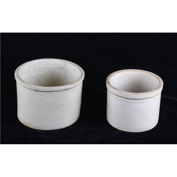 Early 1900's White Ceramic Stoneware Pottery Jars