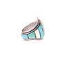 Image 8 : Rare Zuni Turquoise & MOP Inlaid Large Ring 1960's