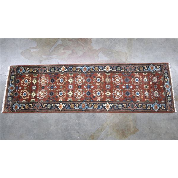 Mahal Persian Hand Knotted Wool Runner Rug 1900's