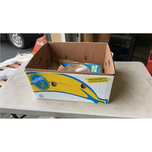 BOX OF SAW BLADES AND ABRASIVE CUTTING WHEELS