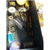 Image 8 : BOX OF BRASS HINGES AND TOOLBOX WITH COPPER FITTINGS AND SHOP SUPPLIES