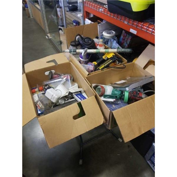 3 BOXES OF TOOLS AND SHOP SUPPLIES