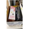 Image 2 : BOX AND TOTE OF PAINTING SUPPLIES, PASTIC SHEETING, PLASTIC PAINT TRAYS, ROLLERS, PAINT GUN, SANDING