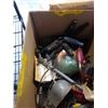 Image 8 : TOTE AND 2 BOXES OF TOOLS, SHOP SUPPLIES, HARDWARE, ETC