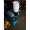 Image 1 : LOT OF STORAGE TOTES AND STACK OF BUCKETS