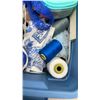 Image 10 : SMALL TOTE OF SEWING SUPPLIES WITH IHOME LIGHTED VANITY SPEAKER, SOUNDSPA REJUVENATE AND INTEX AIRBE