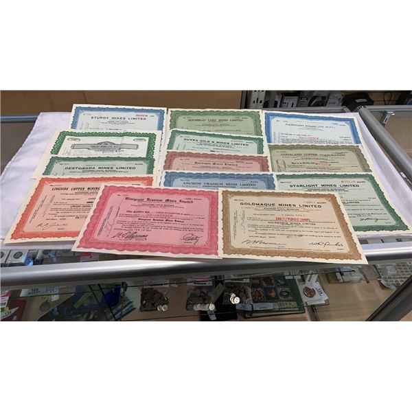 LOT OF HISTORIC MINING CERTIFICATES