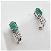 Image 3 : STERLING SILVER 6MM X 4MM GENUINE EMERALD (0.72CTS) & CZ EARRINGS, W/A $880.00
