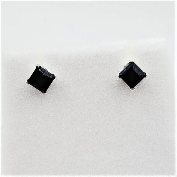 STERLING SILVER 4MM X 4MM GENUINE SAPPHIRE STUD EARRINGS, 1CT, W/A $460.00