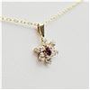 Image 2 : 10KT. YELLOW GOLD 3.47MM X 3.47MM GENUINE PINK TOURMALINE (0.2CTS) & CZ FLORAL PENDANT WITH STERLING