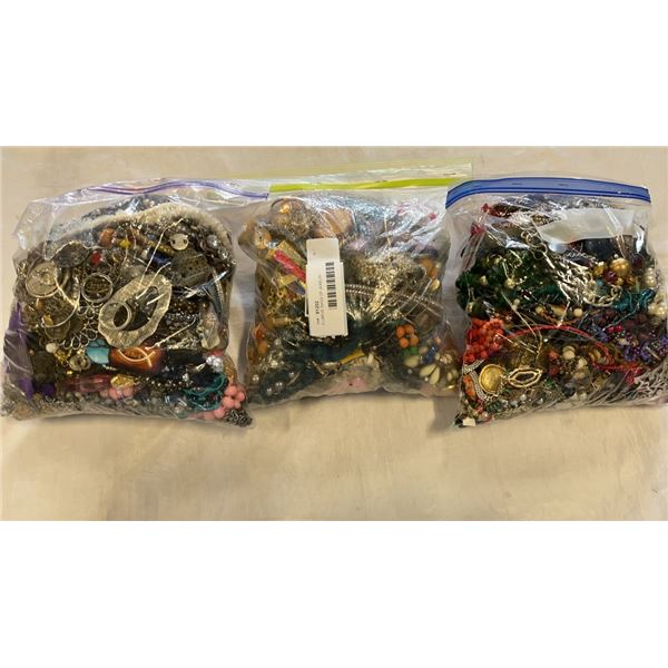 3 LARGE BAGS OF JEWELRY