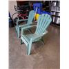 Image 2 : 2 GREEN PLASTIC STACKING ADIRONDACK CHAIRS