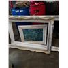 Image 2 : FRAMED PRINT AND 2 LARGE PICTURE FRAMES