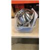 Image 1 : SILICONE ICE CUBE TRAYS, LARGE METAL STRAINER, FOLDING TRAY AND KITCHEN ITEMS