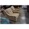 Image 2 : PAIR OF UPHOLSTERED BUTTON BACK ARMCHAIRS