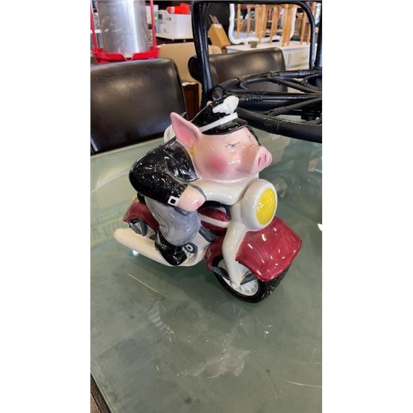 ROAD HOG COOKIE JAR - PIG ON A MOTORCYCLE