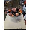 Image 1 : LARGE GLASS PEDESTAL DISH WITH ARTIFICIAL FRUIT