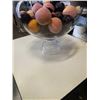 Image 2 : LARGE GLASS PEDESTAL DISH WITH ARTIFICIAL FRUIT
