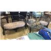 Image 1 : BLACK RATTAN GLASSTOP PATIO SET - LOVESEAT, 2 CHAIRS AND GLASSTOP COFFEE TABLE