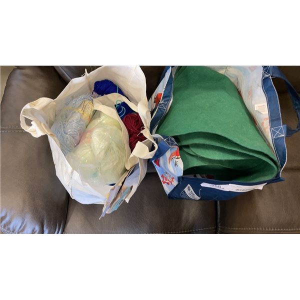 2 BAGS OF YARN AND FABRIC