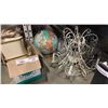 Image 1 : 2 STONE TABLE LAMPS, GLOBE AND CHANDELIER WITH PENDENTS
