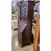 Image 2 : VINTAGE DROPFRONT DESK WITH GLASS DISPLAY CABINET TOP - ONE PIECE