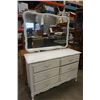 Image 1 : WHITE FRENCH PROVINCIAL 6 DRAWER DRESSER WITH MIRROR