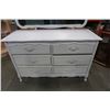 Image 2 : WHITE FRENCH PROVINCIAL 6 DRAWER DRESSER WITH MIRROR