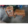 Image 1 : ANTIQUE QUEEN ANNE BENCH AND 2 TIER PLANT STAND