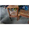 Image 2 : ANTIQUE QUEEN ANNE BENCH AND 2 TIER PLANT STAND