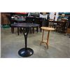 Image 1 : BLACK PEDESTAL TABLE AND WOOD ENDTABLE