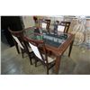Image 1 : GLASSTOP LEATHER INSERT DINING TABLE WITH 4 CHAIRS