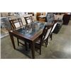 Image 2 : GLASSTOP LEATHER INSERT DINING TABLE WITH 4 CHAIRS