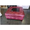 Image 1 : LARGE RED STORAGE OTTOMAN WITH CENTER TRAY - 37 X 37 INCHES