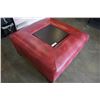 Image 3 : LARGE RED STORAGE OTTOMAN WITH CENTER TRAY - 37 X 37 INCHES