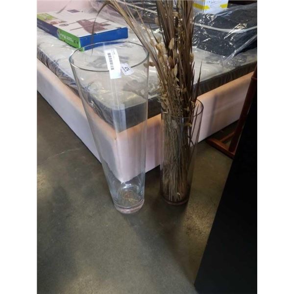 2 TALL GLASS VASES