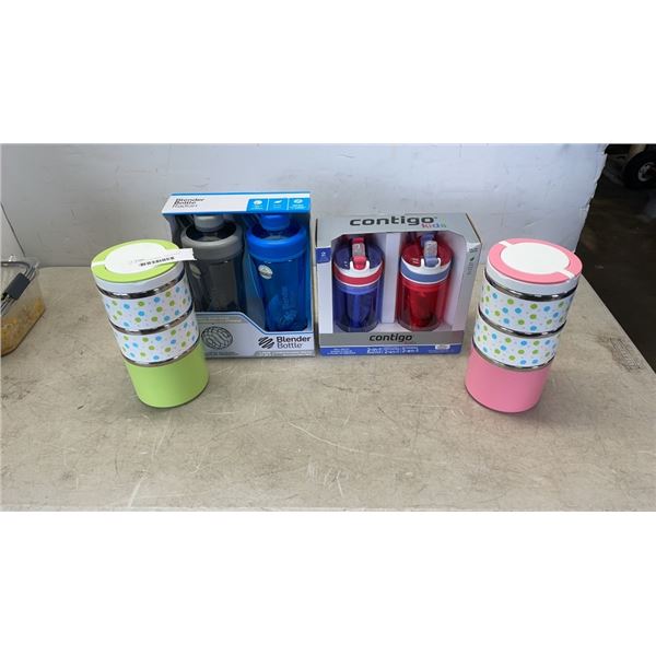 LOT OF NEW FOOD TRAVEL CONTAINERS AND WATER BOTTLES