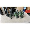 Image 1 : 3 METAL EASTERN LANTERN FIGURES - BULL AND 2 MEN