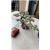 Image 2 : METAL HORSE DRAWN CART FIGURE, ARTIFICIAL BONSAI TREE AND CASTLE FIGURE WITH FOUNTAIN BASE