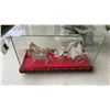 Image 3 : METAL HORSE DRAWN CART FIGURE, ARTIFICIAL BONSAI TREE AND CASTLE FIGURE WITH FOUNTAIN BASE