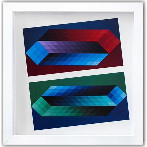 Victor Vasarely- Heliogravure Print "Tridim (T, TT)"