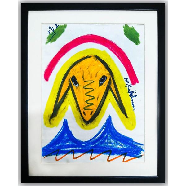 Menashe Kadishman- Pastel on Paper "Untitled"