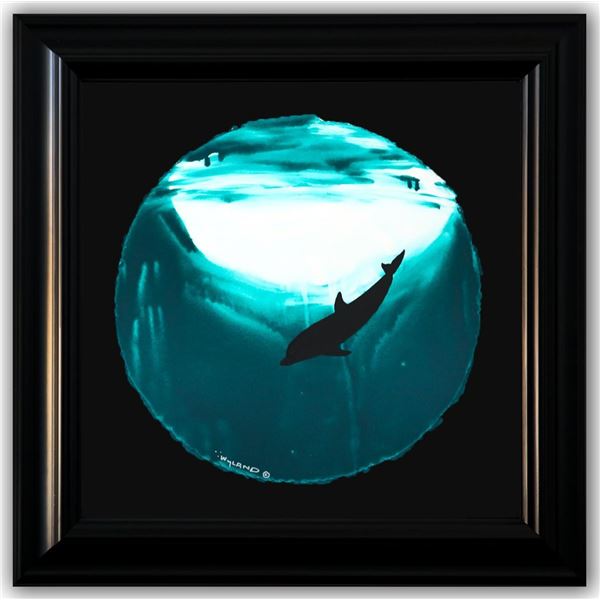 Wyland- Original Watercolor Painting on Deckle Edge Paper "Green Sea Dolphin"