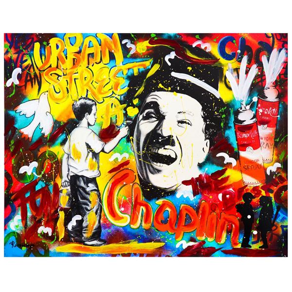 Nastya Rovenskaya- Mixed Media "Chaplin Is Happy"