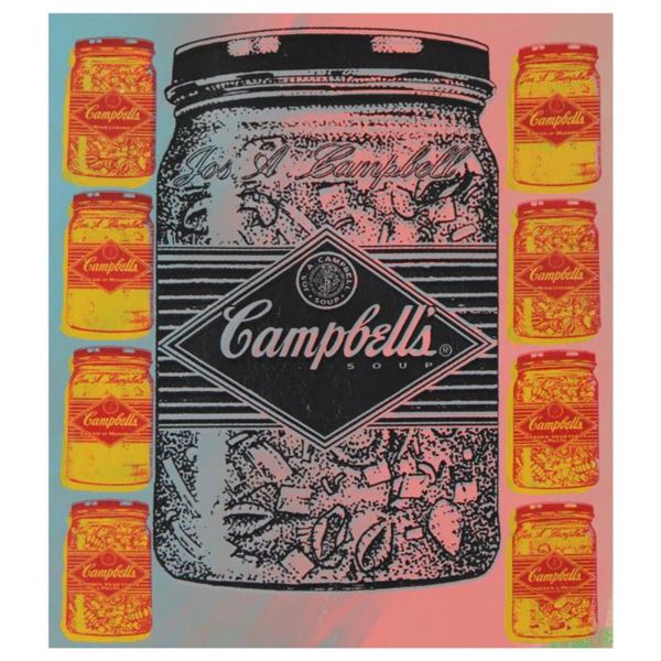 Steve Kaufman (1960-2010) "Campbell's Soup (Jar)" Hand Painted Limited Edition Silkscreen on Canvas,