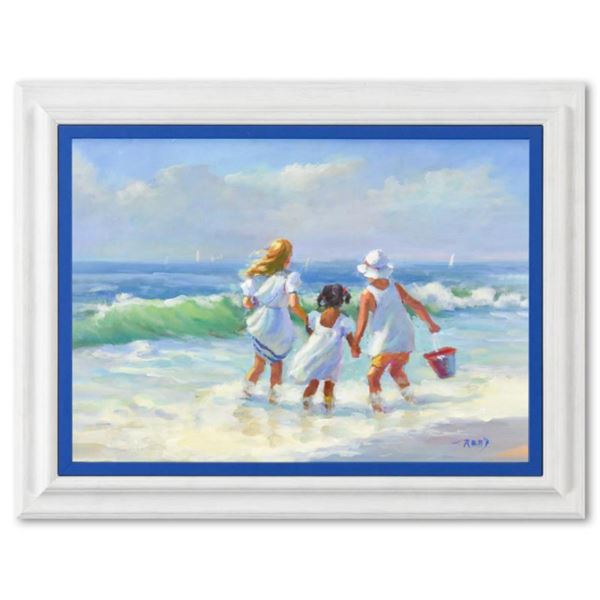 Lucelle Raad, "A Helping Hand" Framed Original Acrylic Painting on Board, Hand Signed with Letter of